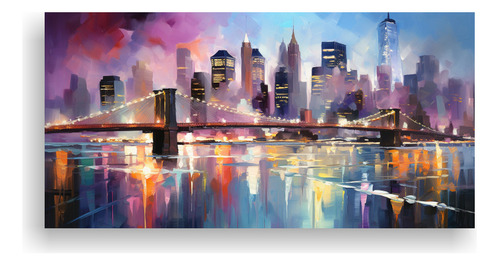 100x50cm Cuadro Tela Estética Ciudad Nueva York Flores