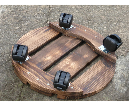 Maceta De Madera Con Ruedas Redondas, Soporte Móvil Para