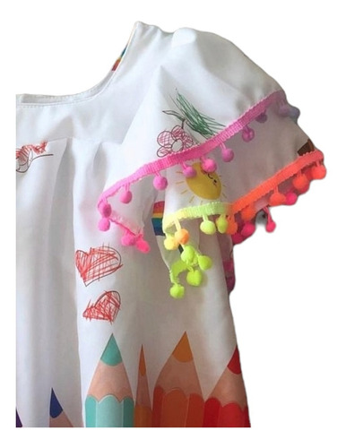 Imagem 3 de 6 de Vestido Infantil Lápis De Cor Festa Cores Aquarela Ano Novo