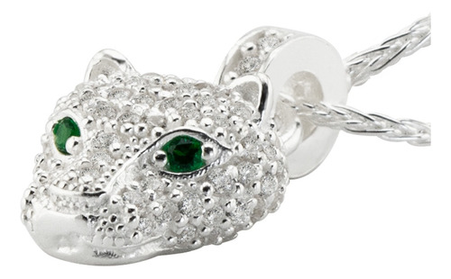 Conjunto Cadena Y Dije Pantera Plata 925 Papa Hombre Color Plateado