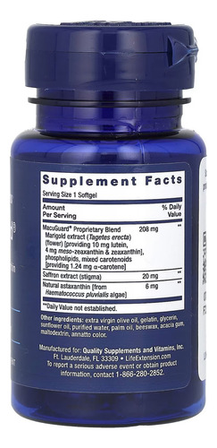 Macuguard Ocular Support + Saffron E Astaxanthin 60caps Life