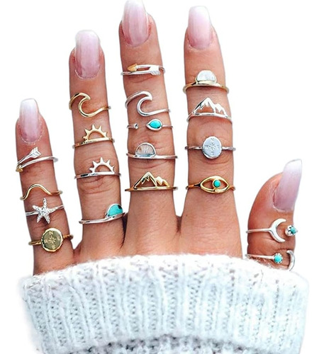 Finger Set Gold Stackable Rings Silver Statement Knuckle Rin