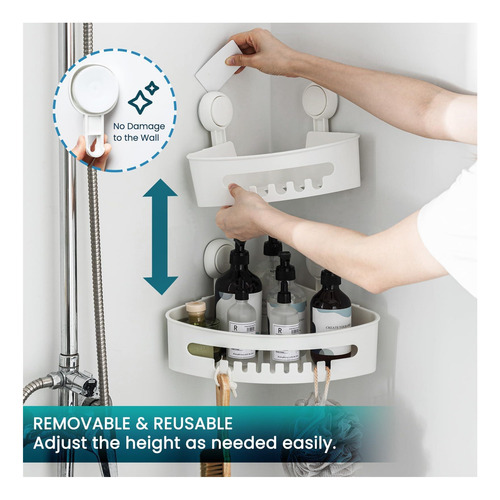 Taili Suction Corner Shower Caddy 2 Pack, Ducher Stank De De