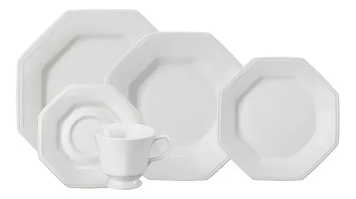 Aparelho de Jantar 20 Peças Porcelana Prisma Branco Schmidt - R$ 349