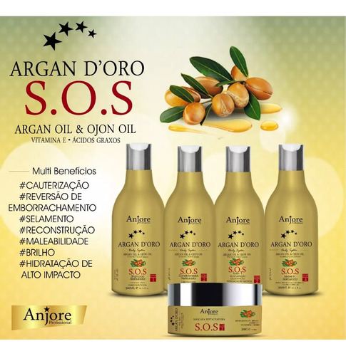 Shampoo Sos Restaurador Com Óleo Argan E Ojon 300m Anjore