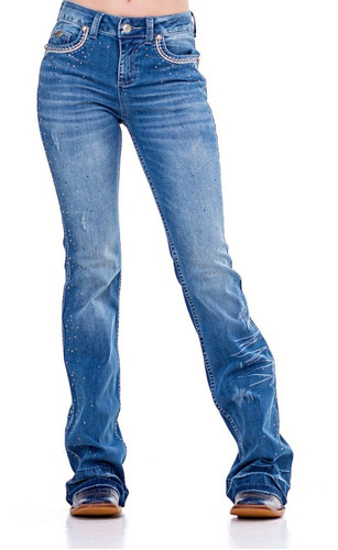 Calça Country Feminina Zenz Western Jeans Andaluz Com Brilho