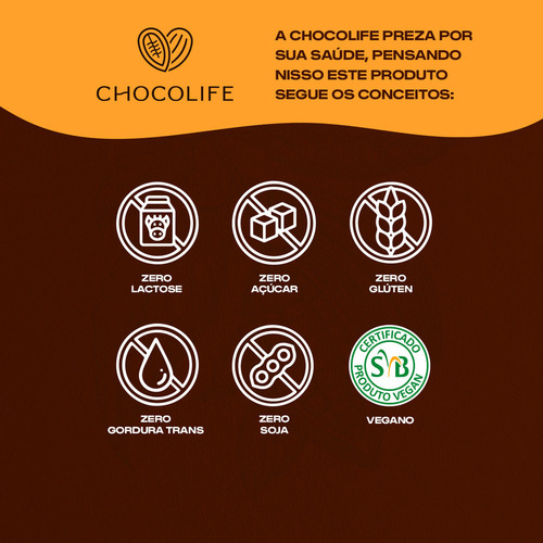 Combo 6 Barras De Chocolate Recheado Vegano Coco Chocolife