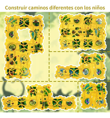 Coche De Pista De Rompecabezas 25 Pz Dinosaurio