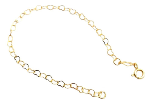 Pulsera Eslabones Corazones Laminado En Oro 18k Bellanel 