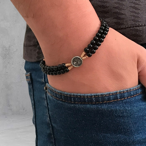 Pulseira Terço Santa Rita De Cássia Madeira Preta 4 Mm