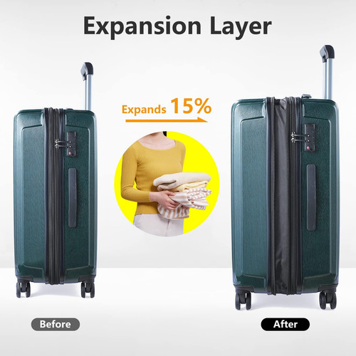 Equipaje Expandible De 24 Pulgadas, Equipaje Mediano Con Tsa