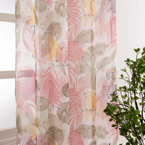 Sheer Curtains Digital Parrot Palm Leaf Pattern Exotic...