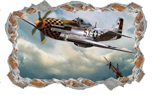 Adesivo Decorativo Parede Quebrada Aviões De Guerra Lindo 