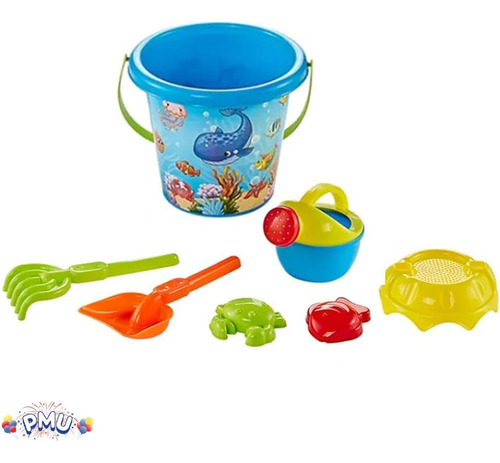 Juego De 7 Juguetes De Arena De Playa Con Molde - Kit Azul P