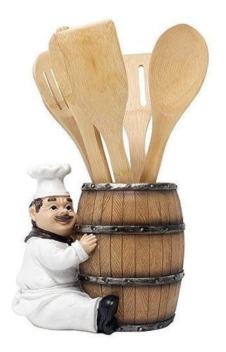 Porta Utensilios Chef Pierre Con Barril De Vino De Madera.