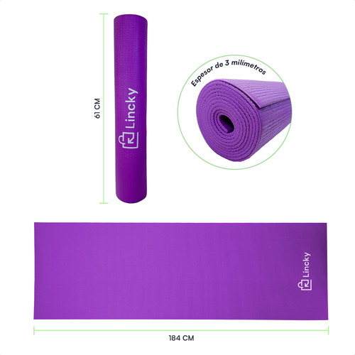Tapete de yoga Lincky Yoga Mat de 3 mm color morado