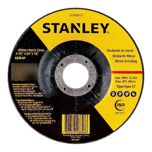 ( Caja 25 Uni ) Disco Desbaste Metal 4,5x6mm Sta0413 Stanley