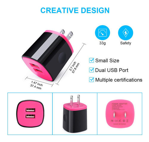 Set De Cargador De Pared Sidpro Tipo C Con 2 Cables Usb C