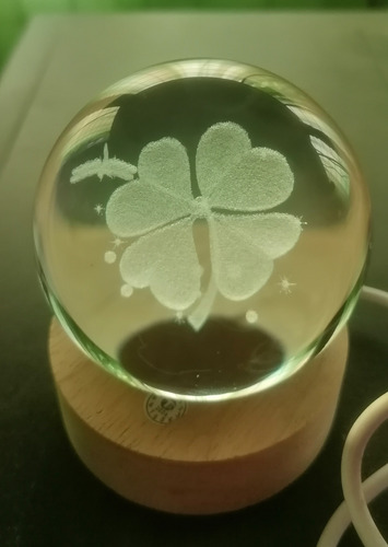 Lámpara De Noche 3d Trebol De 4hojas Para Buena Suerte Café (Usado)
