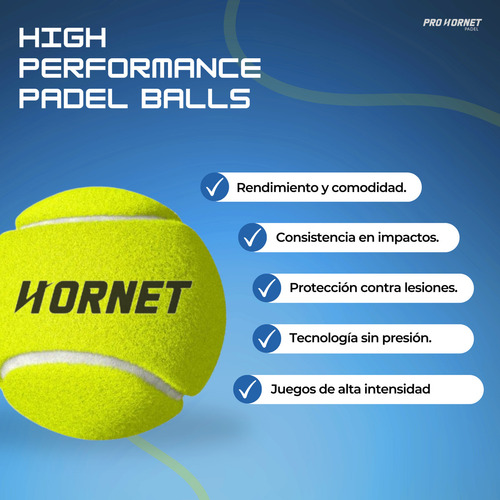 Pelotas De Padel Tenis Pro Hornet Padel Sin Presión 12 Bolas