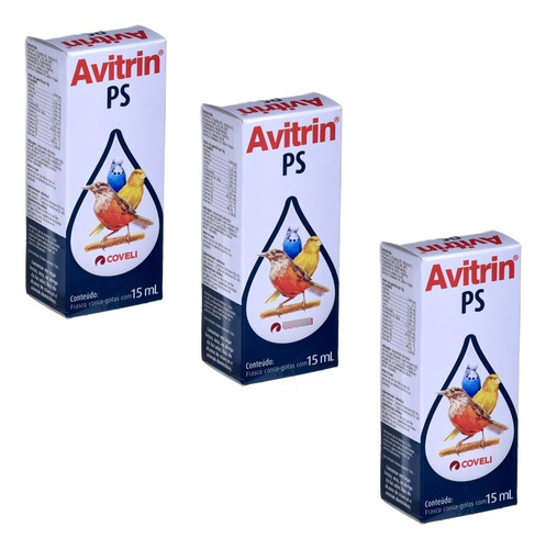 3 Uni Avitrin Ps Suplementos Para Aves E Pássaros 15 Ml
