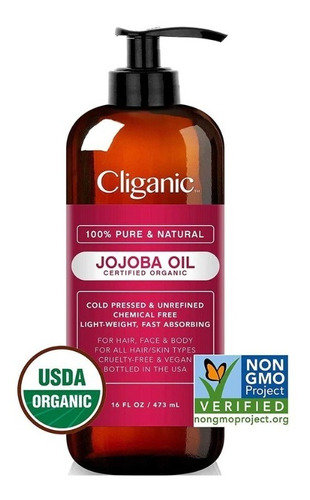 Aceite Jojoba 100% Puro 473 Ml. Todo Tipo Piel Y Cabello 