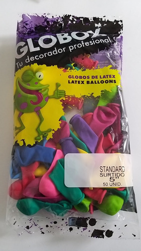 50 Globos Colores Surtidos Standard 5 Pulgadas 