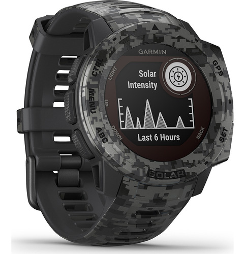 Reloj Garmin Instinct Solar Camo Smartwatch Resistente Color de la caja Graphite camo Color de la malla Graphite camo Color del bisel Graphite camo