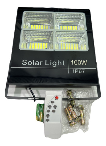 Foco Reflector 100w C/ Panel Solar+ Control + Fotocelula S18