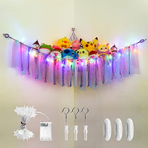 Stuffed Animal Net Or Hammock With Led Light, Boho Stuf...