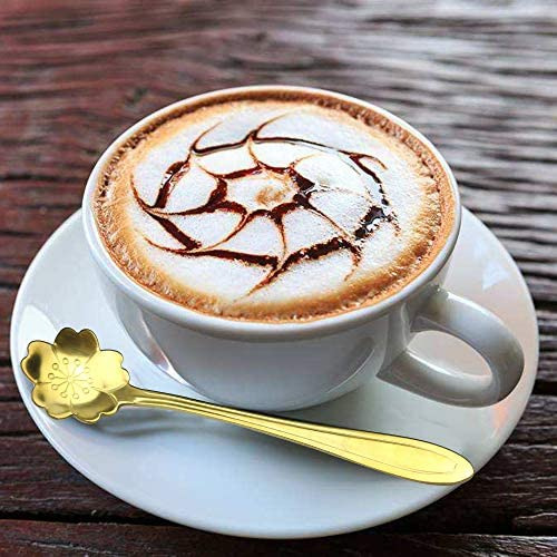 8 Cucharas De Café Con Flores De Acero Inoxidable, Cucharas