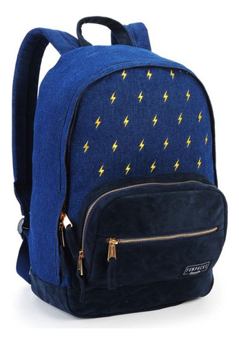 Mochila Jeans Feminina Costas Casual Faculdade Tam G Escolar