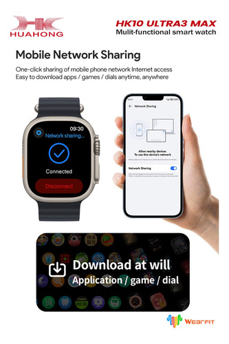 Hk10 Ultra 3 Max Smart Watch Pantalla Amoled 2gb Robot Ai Album Y Musica Local Reloj Inteligente Compatible Con Android Y iPhone