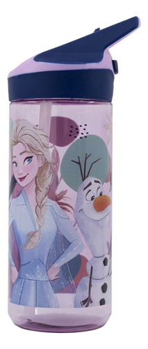 Botella Tritán 620ml Con Pajita Frozen Elsa Ana Olaf