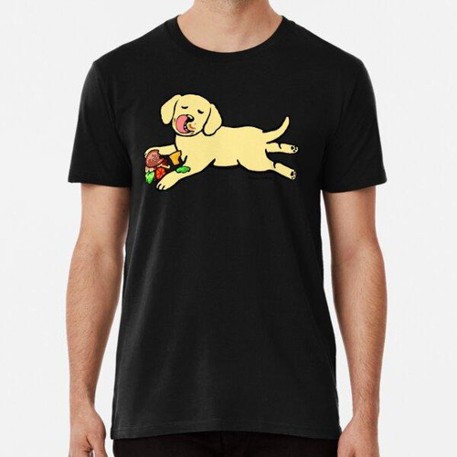 Remera Cachorro De Labrador Amarillo Comiendo Hamburguesa Al