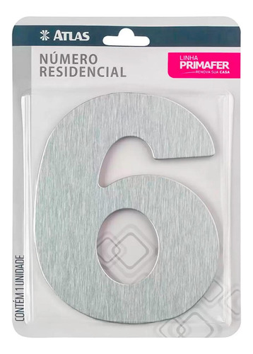 Numero Residencial Atlas Escovado 6cm Nº 6