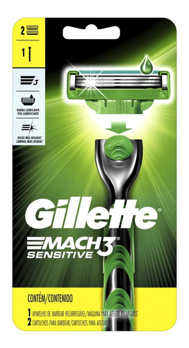 Máquina Afeitar Gillette Mach3 Sensitive 1máquina+2cartuchos