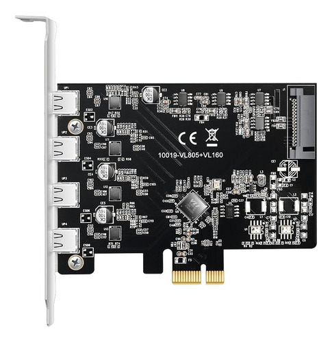Placa Adaptador Pci-express X1 Com 4 Portas Usb Tipo C 3.1