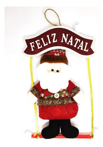 Placa Feliz Natal Boneco Papai Noel Gangorra 25cm Master