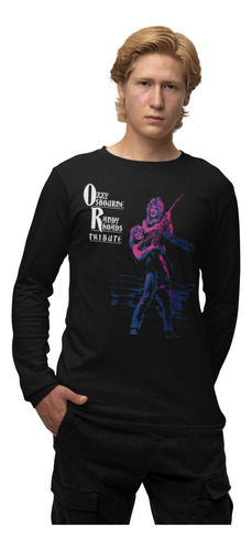 Camiseta Manga Larga Heavy Metal Ozzy Osbourne Randy Rhoads 
