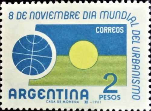 Argentina, Sello Gj 1227 Urbanismo 1961 Mint L13553