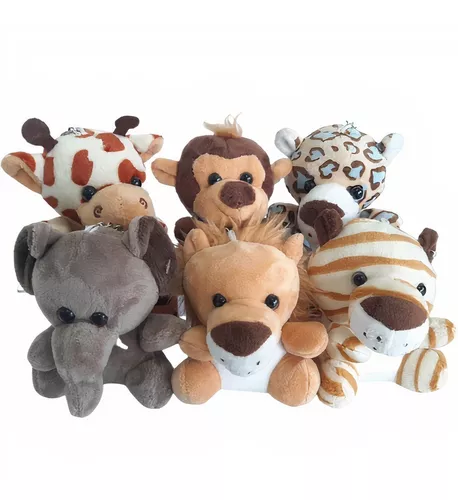 Jogo 50mini Chaveiros Animais De Pelucia 6cm Safari Selva