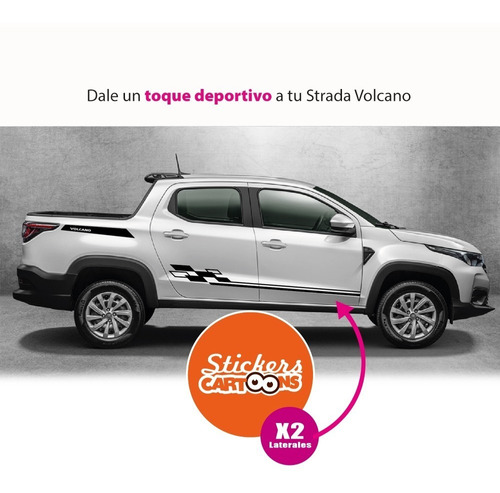 Bandas Laterales Vinilo Adhesivo Ploteo Fiat Strada Volcano