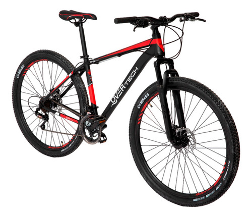 Bicicleta Mtb Overtech R29 Acero 21v Freno A Disco Pp Color Negro/Rojo/Blanco Tamaño del cuadro S