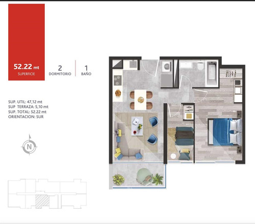 Departamento En Venta 2d/1b Con Amplia Terraza Edif Raices