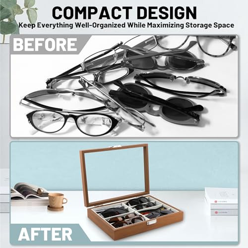Homeanda Wooden Color 8 Grids Gafas Gafas Gafas De Sol Gafas