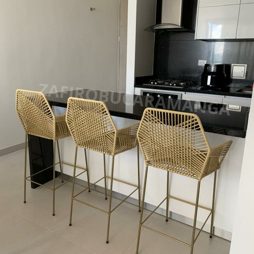 Silla Barra Bar Cocina Tejido En Mimbre Artesanal