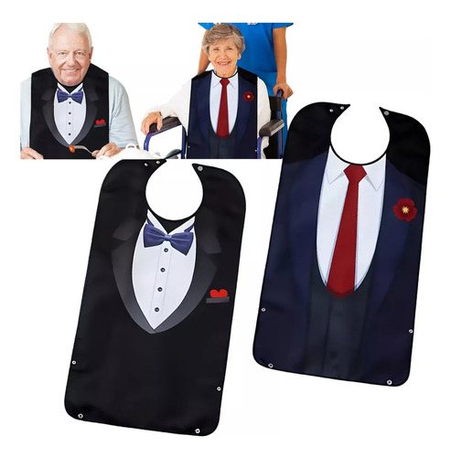 2 Baberos Impermeables Ajustables Para Personas Mayores
