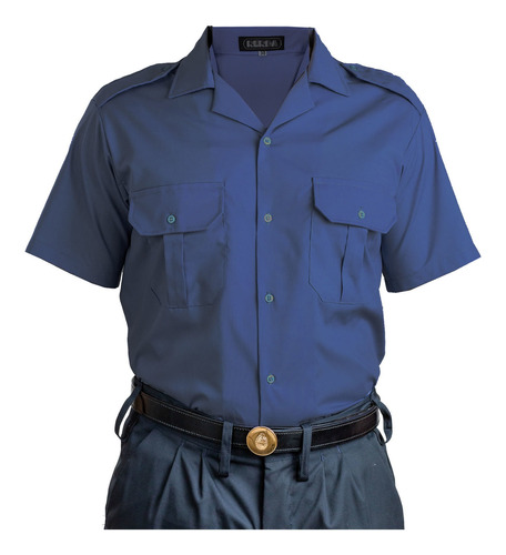 Camisa Manga Corta Azul Policía Uniforme 34 Al 44