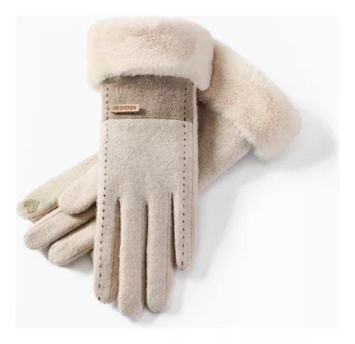 Comprar Guantes de felpa a prueba de viento para mujer, guantes  impermeables para nieve, guantes térmicos gruesos de moda, cálidos para  invierno